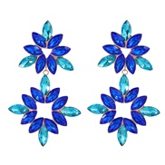 ( blue) fully-jewelled flowers earrings woman Alloy diamond earring occidental style exaggerating Rhinestone flowers Ea