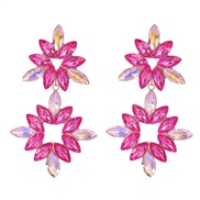 ( rose Red) fully-jewelled flowers earrings woman Alloy diamond earring occidental style exaggerating Rhinestone flower