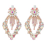 (AB color) occidental style fully-jewelled earrings woman Alloy diamond Earring rhombus flowers geometry exaggerating