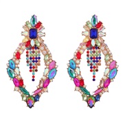 ( Color) occidental style fully-jewelled earrings woman Alloy diamond Earring rhombus flowers geometry exaggerating