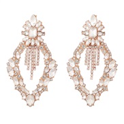 ( white) occidental style fully-jewelled earrings woman Alloy diamond Earring rhombus flowers geometry exaggerating
