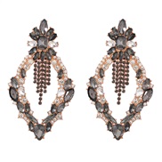 ( black) occidental style fully-jewelled earrings woman Alloy diamond Earring rhombus flowers geometry exaggerating