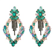 ( green) occidental style fully-jewelled earrings woman Alloy diamond Earring rhombus flowers geometry exaggerating