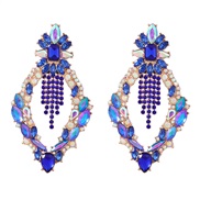 ( blue) occidental style fully-jewelled earrings woman Alloy diamond Earring rhombus flowers geometry exaggerating