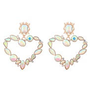 (AB color) heart-shaped earrings woman Alloy diamond Earring occidental style exaggerating fully-jewelled Rhinestone ea
