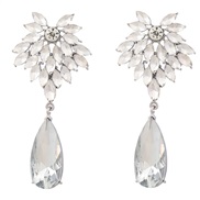 ( Silver) fully-jewelled flowers earrings Alloy diamond Earring occidental style exaggerating drop Acrylic earring