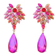 ( red) fully-jewelled flowers earrings Alloy diamond Earring occidental style exaggerating drop Acrylic earring