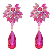 ( rose Red) fully-jewelled flowers earrings Alloy diamond Earring occidental style exaggerating drop Acrylic earring