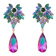 ( green) fully-jewelled flowers earrings Alloy diamond Earring occidental style exaggerating drop Acrylic earring