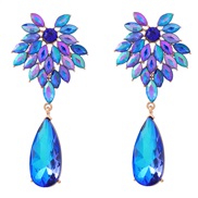( blue) fully-jewelled flowers earrings Alloy diamond Earring occidental style exaggerating drop Acrylic earring