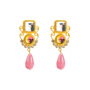 (+)silver retro temperament color earrings woman fashion Alloy diamond earring Tyrant gold earrings