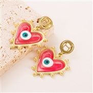( red)silver occidental style earrings personality love embed Pearl color eyes earring