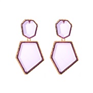 (purple)same style occidental style fashion Irregular Alloy embed resin earring exaggerating temperament geometry brief