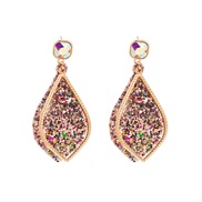 ( Color)occidental style fashion temperament Alloy embed glass earrings woman personality Colorful sequin high Earring