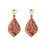 ( champagne)occidental style fashion temperament Alloy embed glass earrings woman personality Colorful sequin high Earr