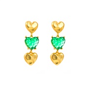 ( green)silver high retro palace wind earrings woman  fashion resin Alloy multilayer love