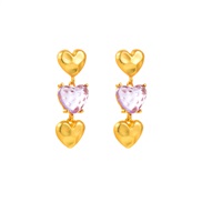 ( Pink)silver high retro palace wind earrings woman  fashion resin Alloy multilayer love