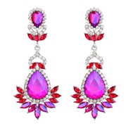 ( rose Red)ins wind fully-jewelled colorful diamond earrings woman occidental style exaggerating Earring Alloy diamond 