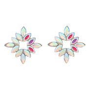 (AB color)spring fully-jewelled flowers earrings Alloy diamond ear stud occidental style exaggerating super Rhinestone 