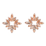 ( Gold)spring fully-jewelled flowers earrings Alloy diamond ear stud occidental style exaggerating super Rhinestone flo