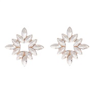 ( white)spring fully-jewelled flowers earrings Alloy diamond ear stud occidental style exaggerating super Rhinestone fl