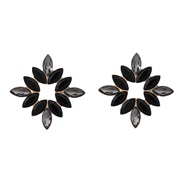( black)spring fully-jewelled flowers earrings Alloy diamond ear stud occidental style exaggerating super Rhinestone fl
