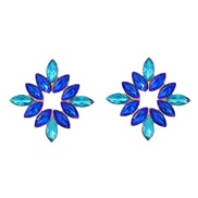 ( blue)spring fully-jewelled flowers earrings Alloy diamond ear stud occidental style exaggerating super Rhinestone flo