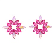 ( rose Red)spring fully-jewelled flowers earrings Alloy diamond ear stud occidental style exaggerating super Rhinestone