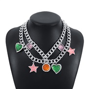 ( White K) ethnic style exaggerating chain  star love chain wind necklace woman