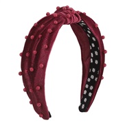 ( red)F personality creative pure color geometry fashion Headband  velvet beads daisy sweet Headband woman