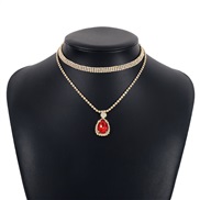 (gold +red )occidental style samll retro chain woman  fully-jewelled claw chain wind fashion necklace