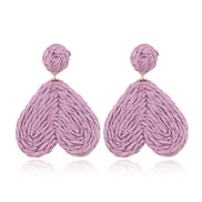 (purpleKCgold )occidental style retro personality trend fashion Peach heart weave earrings Earring