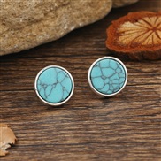 ( anti silver)high personality occidental style Round blue turquoise earrings Earring
