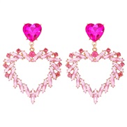 ( Pink)occidental style fashion fashion heart-shaped Alloy diamond fully-jewelled earrings exaggerating Earring woman e