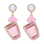 ( Pink)occidental style atmospheric fashion summer day fruits earrings Alloy diamond enamel ear stud woman
