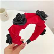 ( red )Korean styleins wind width Cloth Headband high Headband temperament flowers head