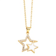 ( white)star necklace womanins samll clavicle chain temperament brief personality Five-pointed star pendantnk