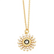 ( black)occidental style fashion bronze gilded fully-jewelled sun flower eyes pendant necklacenkq