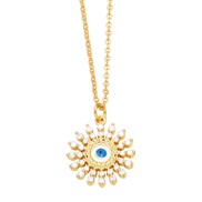( white)occidental style fashion bronze gilded fully-jewelled sun flower eyes pendant necklacenkq