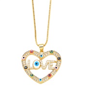 (color )occidental style  EnglishOVE love necklace woman personality all-Purpose clavicle chain Peach heart pendantnk