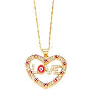 ( red)occidental style  EnglishOVE love necklace woman personality all-Purpose clavicle chain Peach heart pendantnk