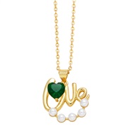 ( green)retro brief Pearl diamond loveOVE necklace woman I samll clavicle chainnk