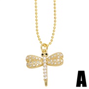 (A)fashion small fresh necklace woman bronze gilded embed zircon clavicle chainnk