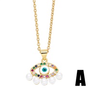 (A)occidental style personality eyes necklace woman embed color zircon eyes clavicle chainnk