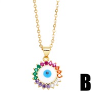 (B)occidental style personality eyes necklace woman embed color zircon eyes clavicle chainnk