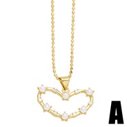 (A)occidental style temperament all-Purpose Pearl love necklace woman samll clavicle chain chainnk