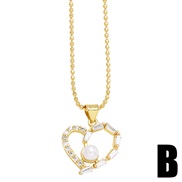 (B)occidental style temperament all-Purpose Pearl love necklace woman samll clavicle chain chainnk