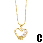 (C)occidental style temperament all-Purpose Pearl love necklace woman samll clavicle chain chainnk