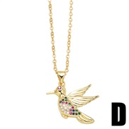 (D)occidental style personality fashion bronze embed color zircon lovely samll pendant necklace clavicle chain womannk