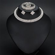occidental style fashion necklace earrings ring bangle four hollow diamond circle pattern
